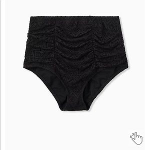 Torrid black high wasted crochet swim bottoms size 1